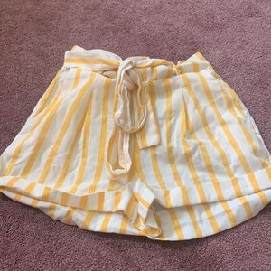 White and Yellow Stripped Shorts